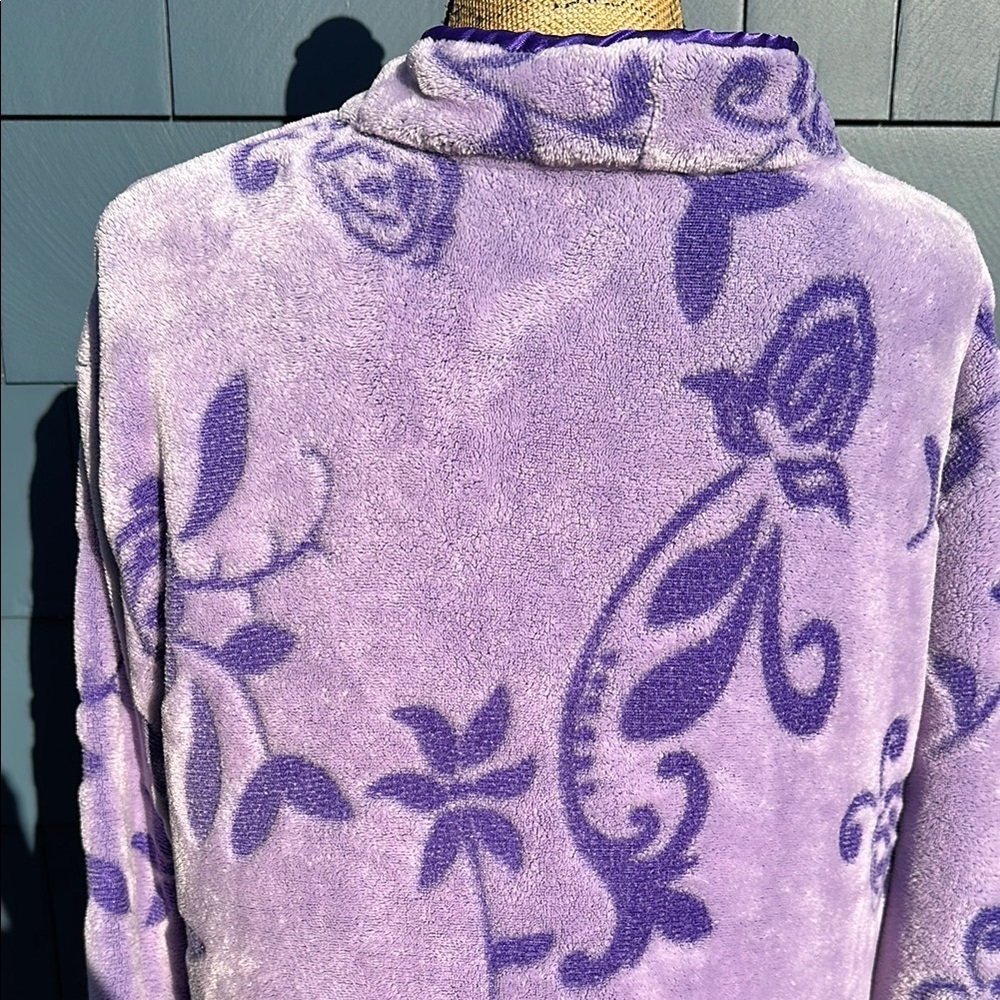 Just Love Purple Floral Robe 1X purple zip front - Picture 8 of 11